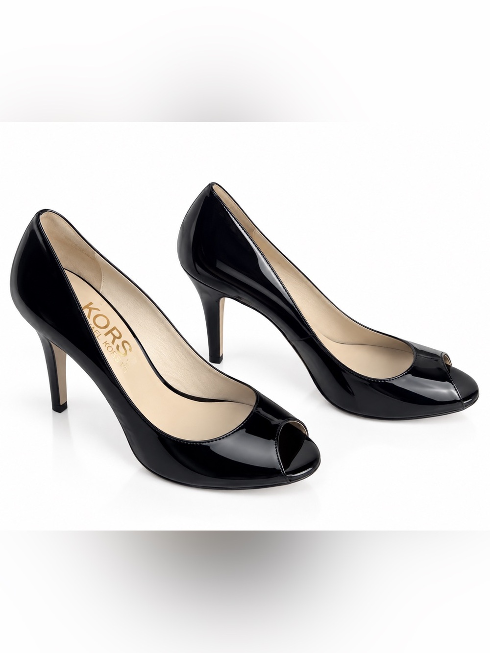 🌻Michael Kors Patent Leather Peep Toe Heels